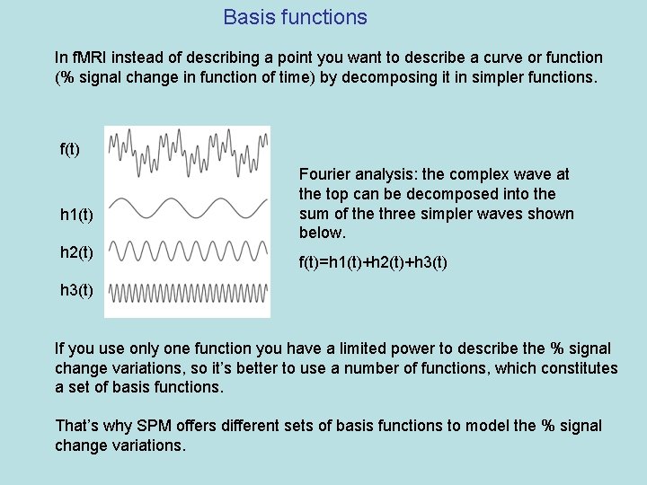 Basis functions In f. MRI instead of describing a point you want to describe