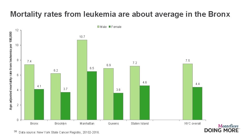 Mortality rates from leukemia are about average in the Bronx Age-adjusted mortality rate from