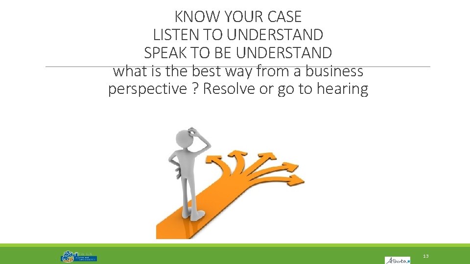 KNOW YOUR CASE LISTEN TO UNDERSTAND SPEAK TO BE UNDERSTAND what is the best