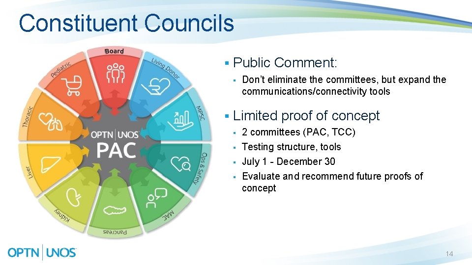 Constituent Councils § Public Comment: § § Don’t eliminate the committees, but expand the