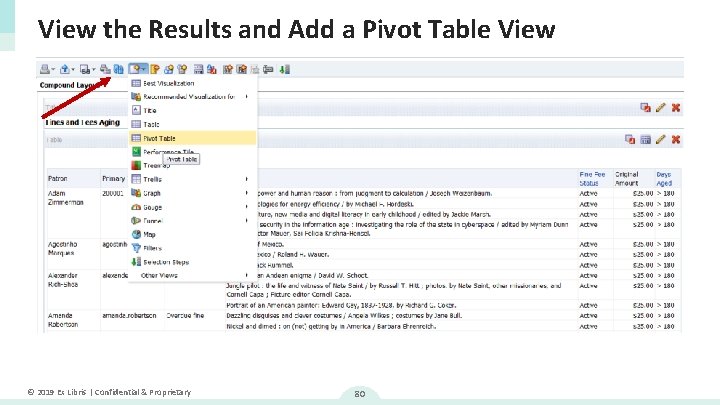 View the Results and Add a Pivot Table View © 2019 Ex Libris |