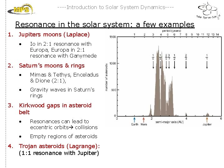 ----Introduction to Solar System Dynamics---- Resonance in the solar system: a few examples 1.