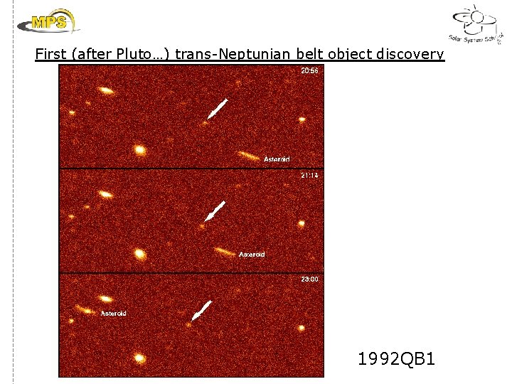 First (after Pluto…) trans-Neptunian belt object discovery 1992 QB 1 