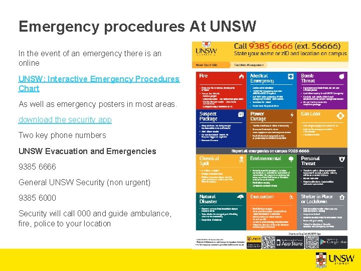 Emergency procedures At UNSW In the event of an emergency there is an online