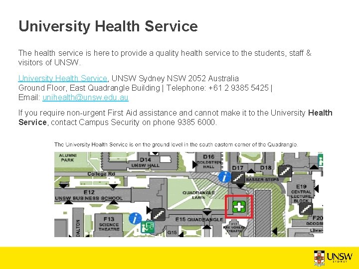 University Health Service The health service is here to provide a quality health service