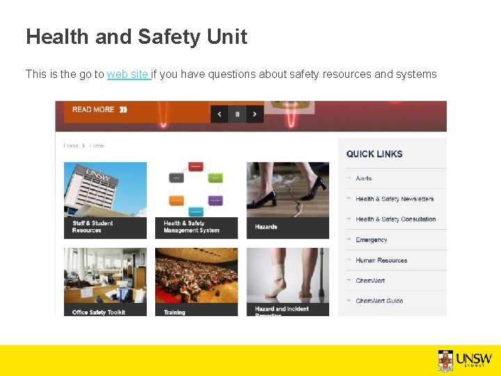 Health and Safety Unit This is the go to web site if you have