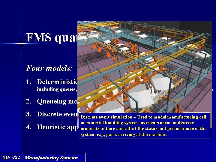FMS quantitative analysis Four models: 1. Deterministic models (don’t include operating characteristics, including queues, FMS quantitative analysis Four models: 1. Deterministic models (don’t include operating characteristics, including queues,