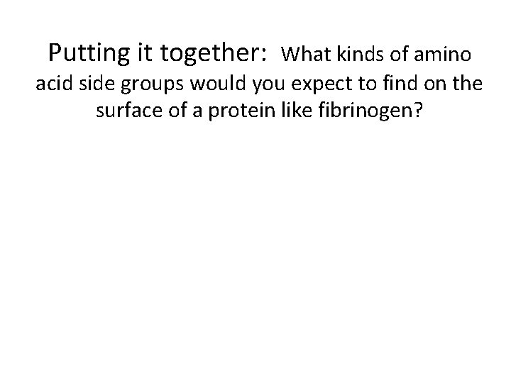 Putting it together: What kinds of amino acid side groups would you expect to