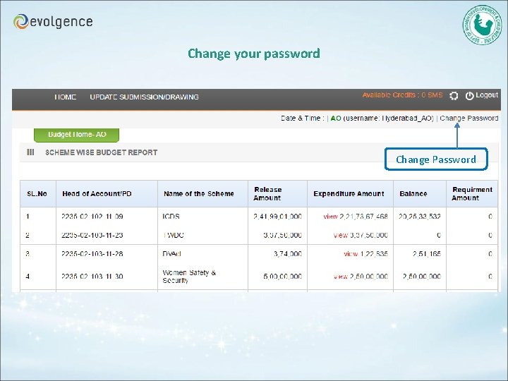 Change your password Change Password 
