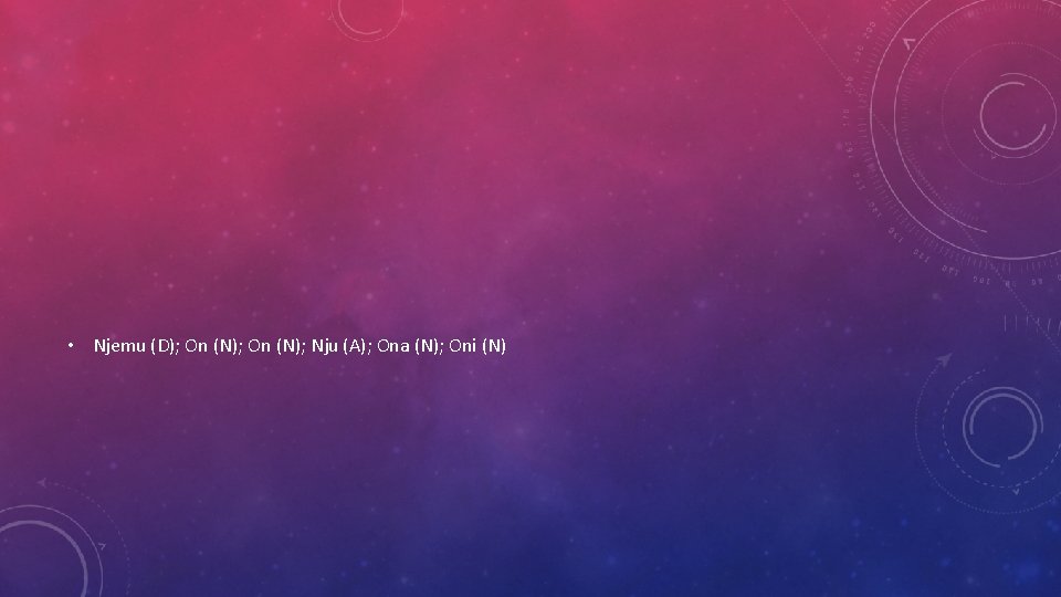  • Njemu (D); On (N); Nju (A); Ona (N); Oni (N) 