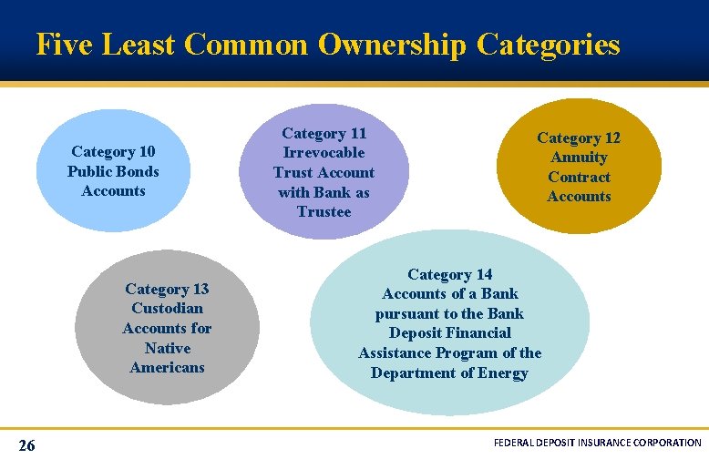 Five Least Common Ownership Categories Category 10 Public Bonds Accounts Category 13 Custodian Accounts