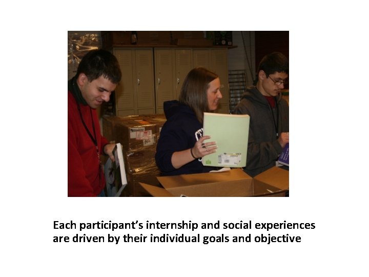 : Each participant’s internship and social experiences are driven by their individual goals and