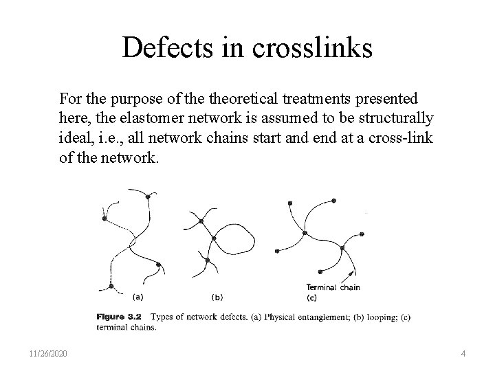 Defects in crosslinks For the purpose of theoretical treatments presented here, the elastomer network
