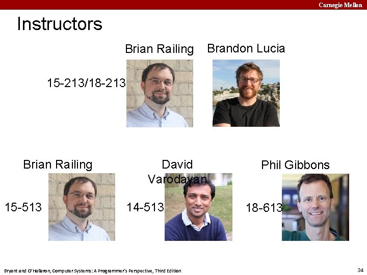 Carnegie Mellon Instructors Brian Railing Brandon Lucia 15 -213/18 -213 Brian Railing 15 -513