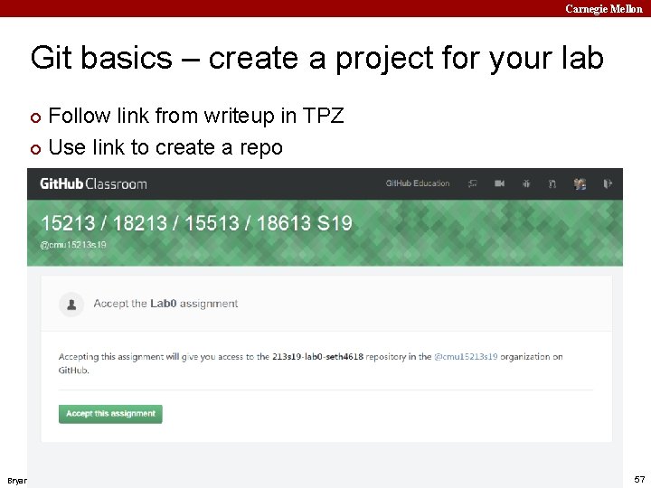 Carnegie Mellon Git basics – create a project for your lab Follow link from