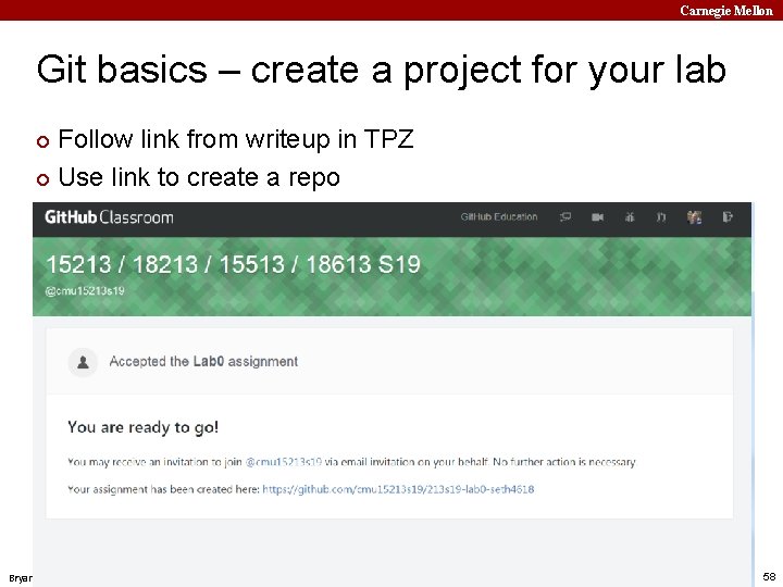 Carnegie Mellon Git basics – create a project for your lab Follow link from