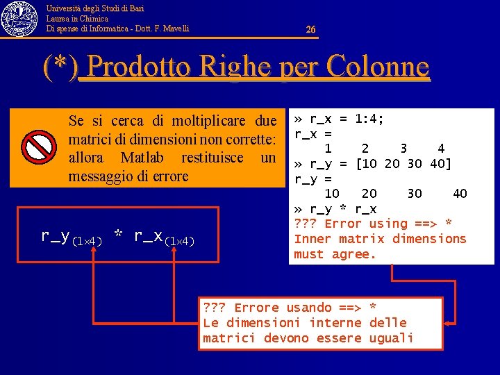 Università degli Studi di Bari Laurea in Chimica Di spense di Informatica - Dott.