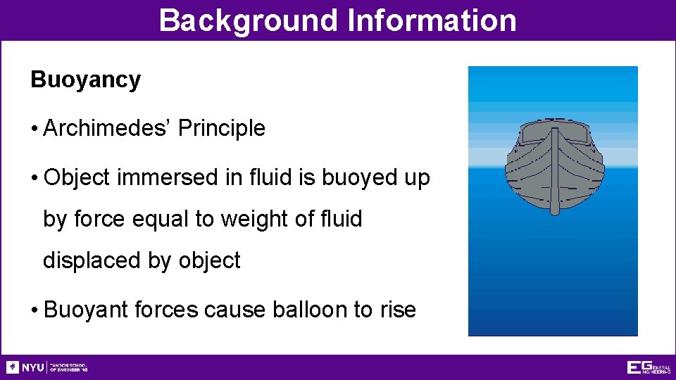 Background Information Buoyancy • Archimedes’ Principle • Object immersed in fluid is buoyed up