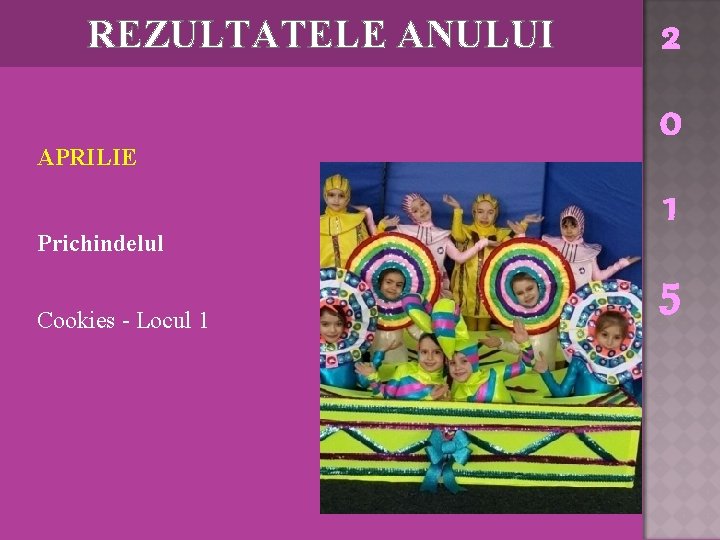 REZULTATELE ANULUI APRILIE Prichindelul Cookies - Locul 1 2 0 1 5 