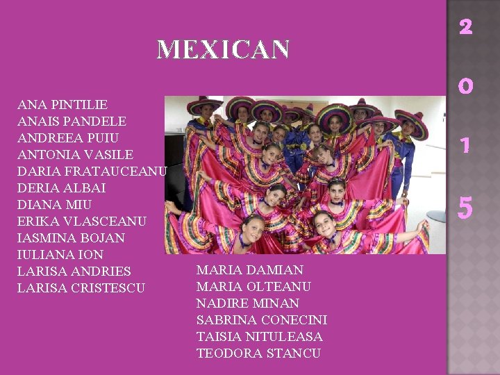 MEXICAN ANA PINTILIE ANAIS PANDELE ANDREEA PUIU ANTONIA VASILE DARIA FRATAUCEANU DERIA ALBAI DIANA