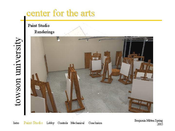 center for the arts towson university Paint Studio Renderings Intro Paint Studio Lobby Controls