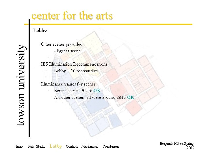 center for the arts towson university Lobby Intro Other scenes provided - Egress scene