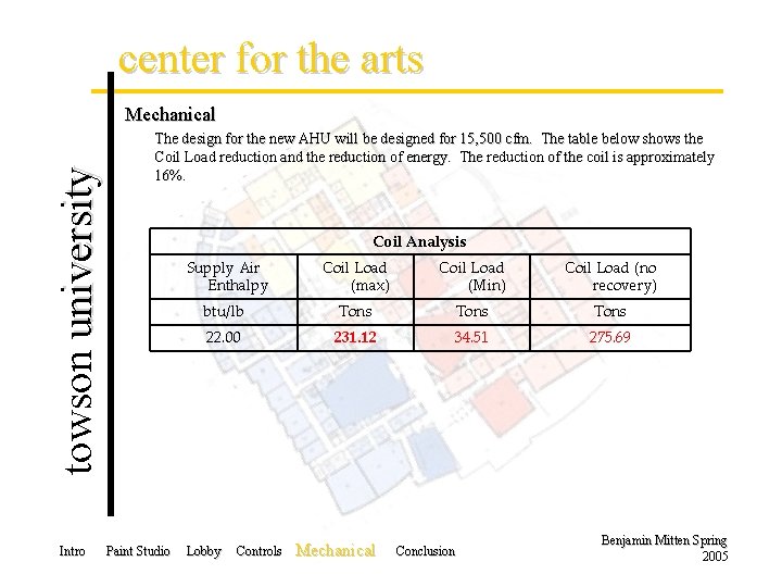 center for the arts towson university Mechanical Intro The design for the new AHU