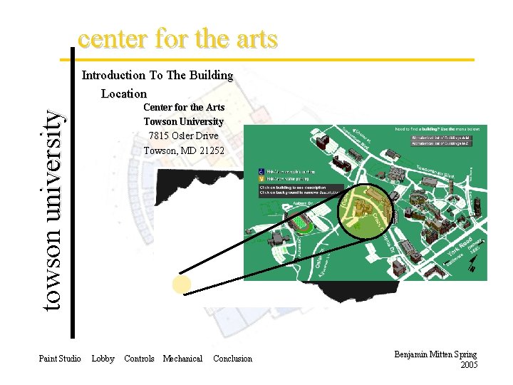 center for the arts Introduction To The Building Location towson university Center for the