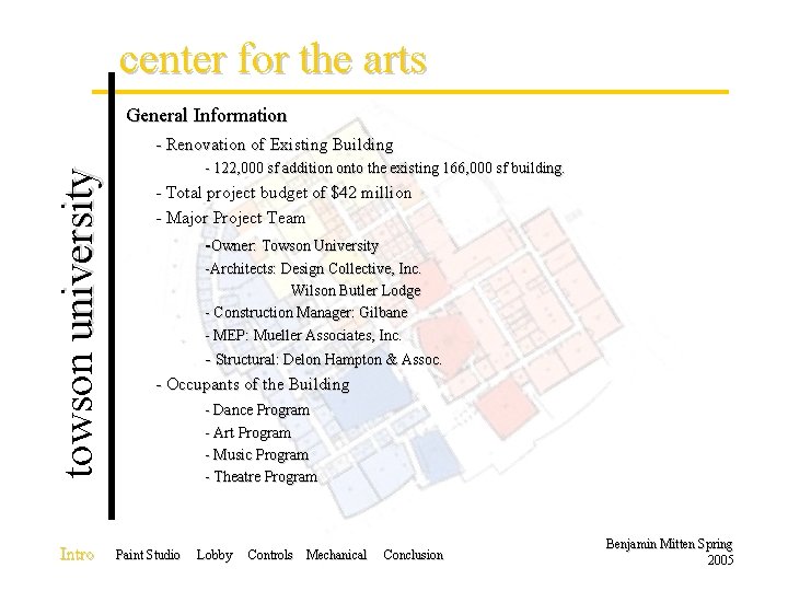 center for the arts General Information towson university - Renovation of Existing Building Intro