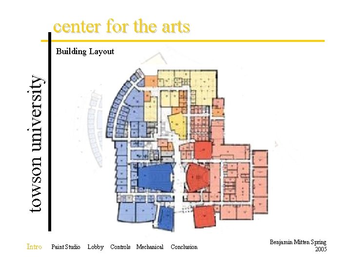 center for the arts towson university Building Layout Intro Paint Studio Lobby Controls Mechanical