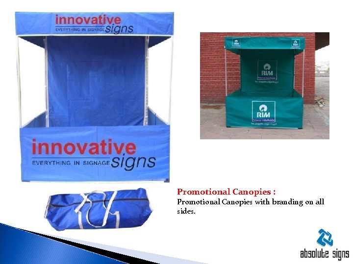 Promotional Canopies : Promotional Canopies with branding on all sides. 