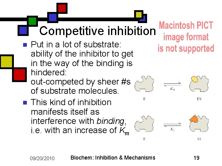 Competitive inhibition n n Put in a lot of substrate: ability of the inhibitor