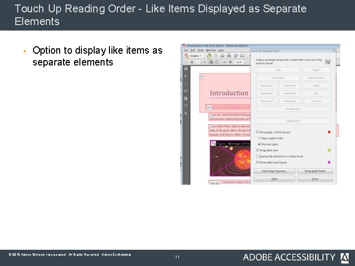 Touch Up Reading Order - Like Items Displayed as Separate Elements § Option to