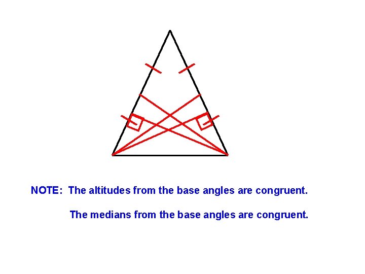 NOTE: The altitudes from the base angles are congruent. The medians from the base