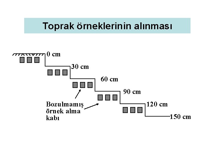 Toprak örneklerinin alınması 0 cm 30 cm 60 cm 90 cm Bozulmamış örnek alma