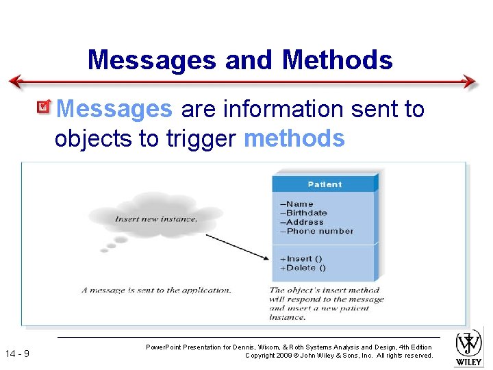 Messages and Methods Messages are information sent to objects to trigger methods 14 -