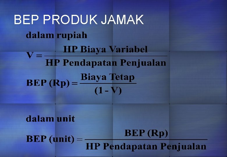 BEP PRODUK JAMAK 