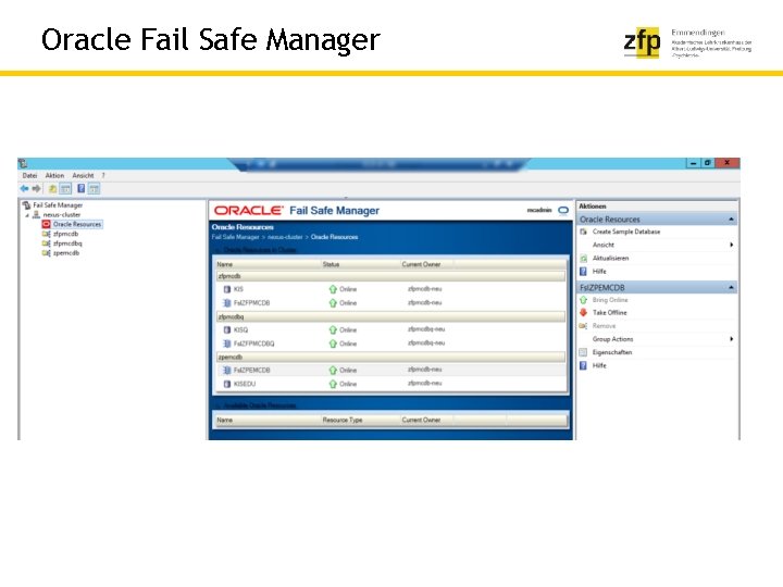 Oracle Fail Safe Manager 