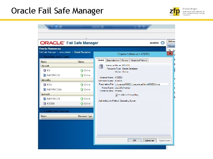 Oracle Fail Safe Manager 