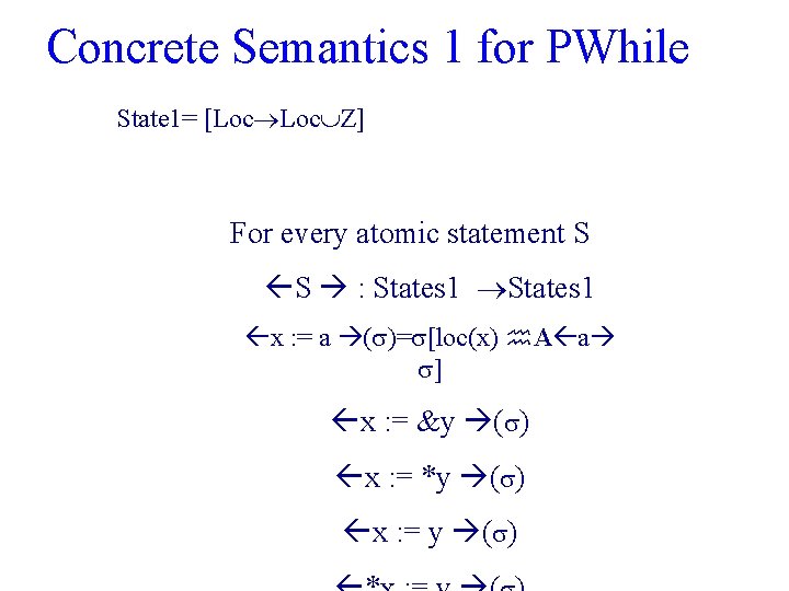 Concrete Semantics 1 for PWhile State 1= [Loc Z] For every atomic statement S