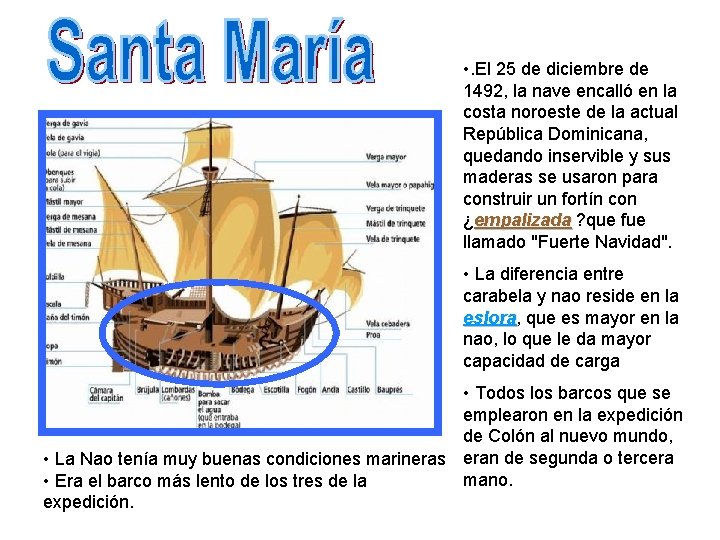  • . El 25 de diciembre de 1492, la nave encalló en la