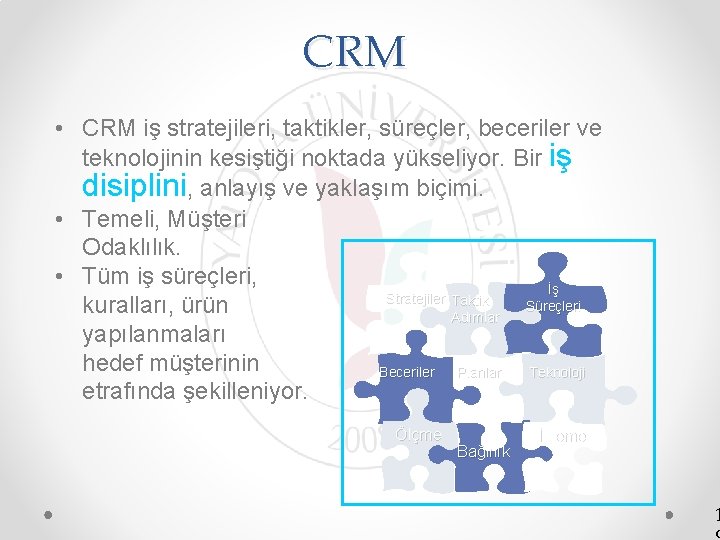 CRM • CRM iş stratejileri, taktikler, süreçler, beceriler ve teknolojinin kesiştiği noktada yükseliyor. Bir