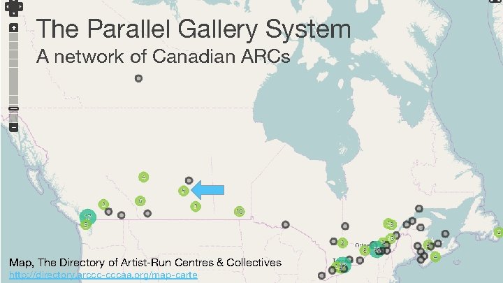 The Parallel Gallery System A network of Canadian ARCs Map, The Directory of Artist-Run