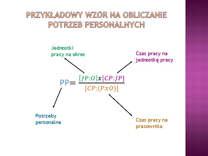 Jednostki pracy na okres Czas pracy na jednostkę pracy Potrzeby personalne Czas pracy na