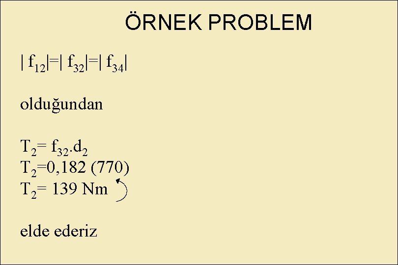 ÖRNEK PROBLEM f 12 = f 34 olduğundan T 2= f 32. d 2