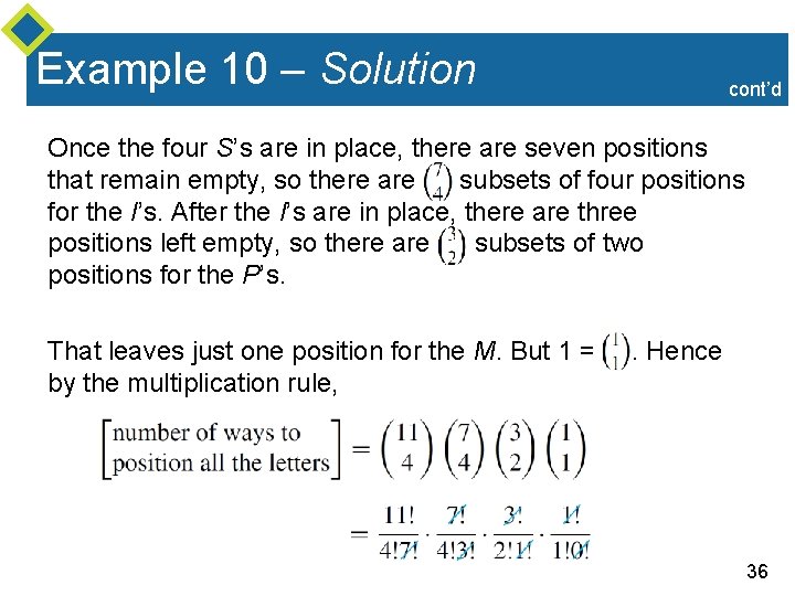 Example 10 – Solution cont’d Once the four S’s are in place, there are