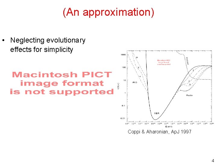 (An approximation) • Neglecting evolutionary effects for simplicity Coppi & Aharonian, Ap. J 1997