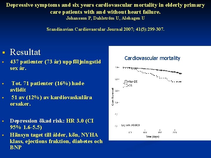 Depressive symptoms and six years cardiovascular mortality in elderly primary care patients with and