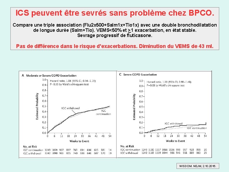 ICS peuvent être sevrés sans problème chez BPCO. Compare une triple association (Flu 2