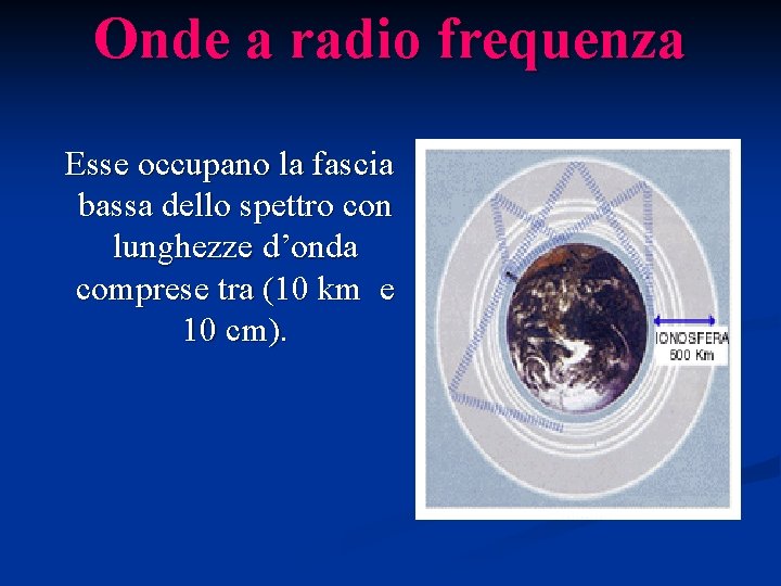 Onde a radio frequenza Esse occupano la fascia bassa dello spettro con lunghezze d’onda